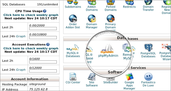 phpMyAdmin in cPanel